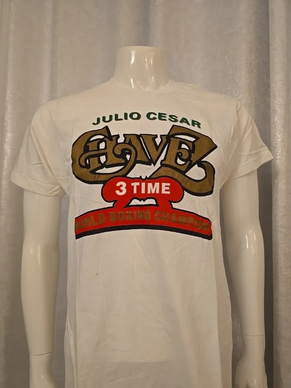 Vintage 90s Julio Cesar Chavez Photo Signed T shirt SINGLE STITCH DEADSTOCK  XL - Picture 3 of 5